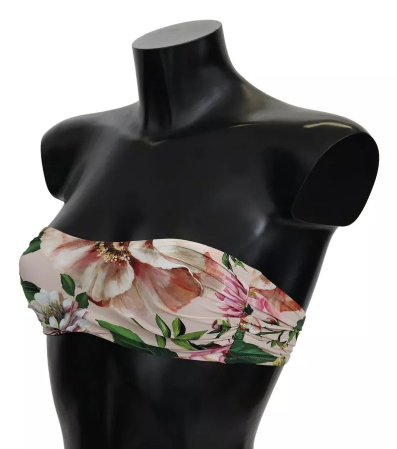 Dolce & Gabbana Pink Floral Print Bikini Top