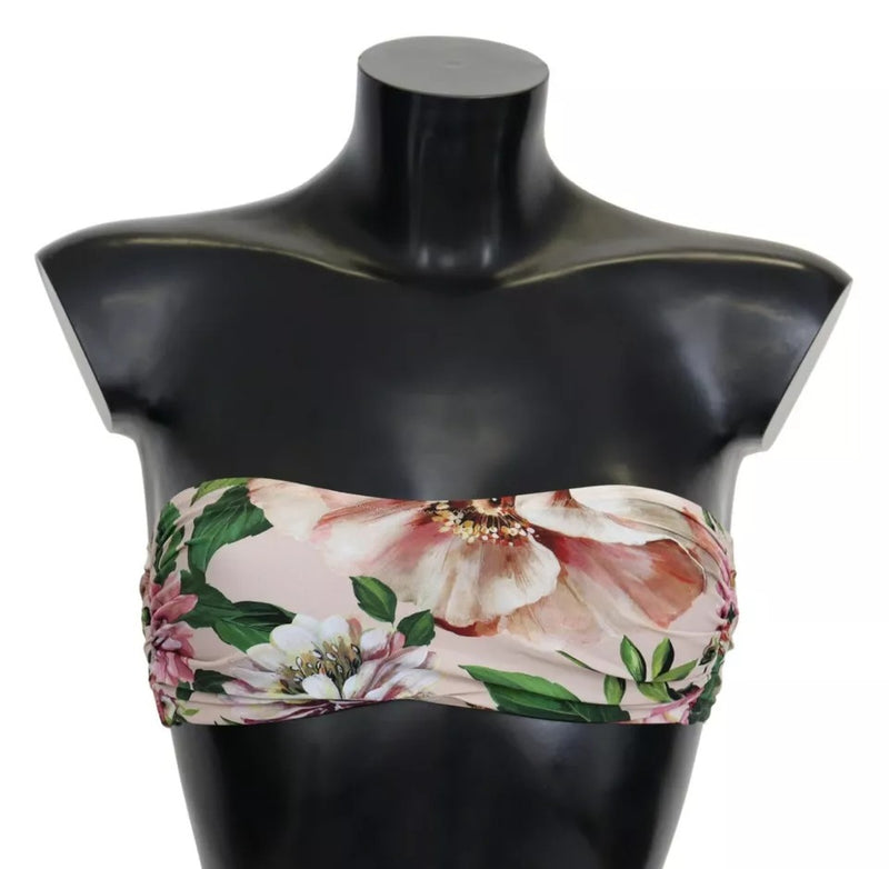 Dolce & Gabbana Pink Floral Print Bikini Top