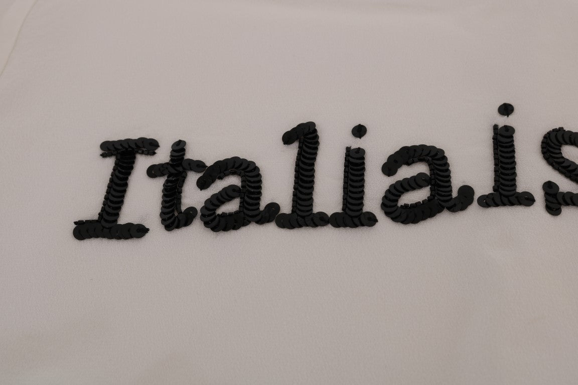 Chemisier/T-shirt Dolce &amp; Gabbana en soie blanche ITALIA IS LOVE