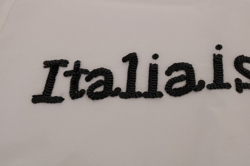 Dolce & Gabbana White Silk ITALIA IS LOVE Blouse T-shirt