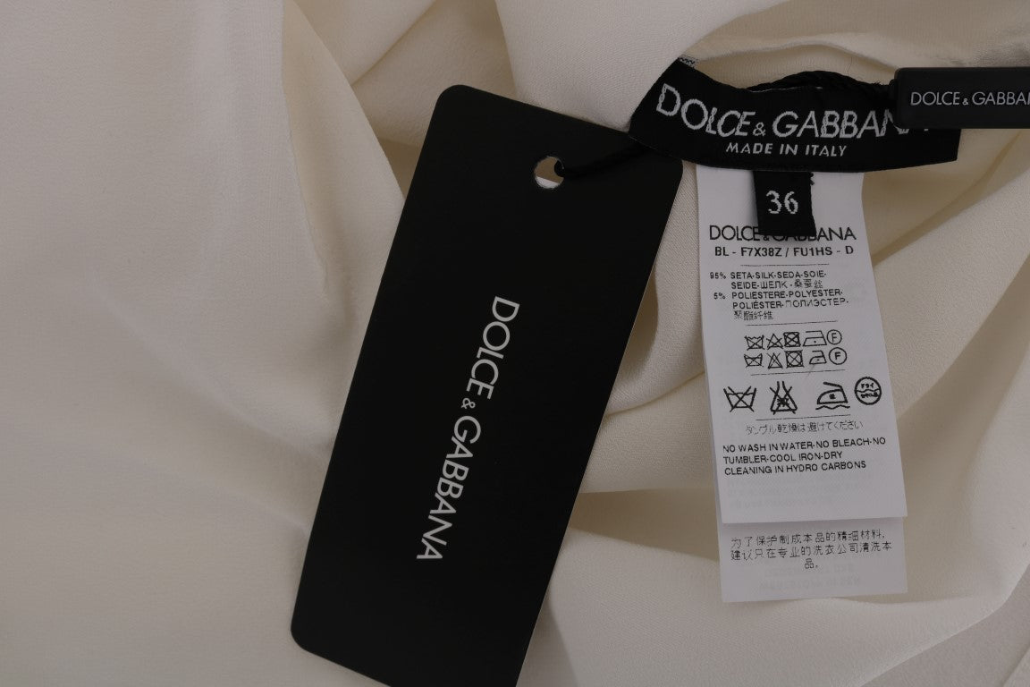 Chemisier/T-shirt Dolce &amp; Gabbana en soie blanche ITALIA IS LOVE