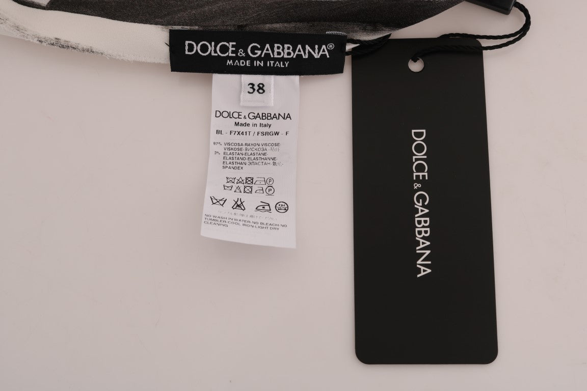 Chemisier Dolce &amp; Gabbana blanc à rayures noires imprimées