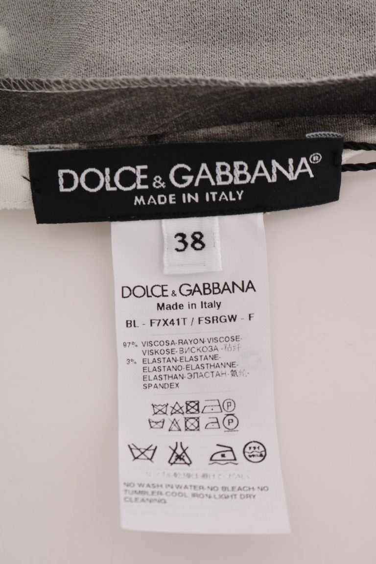 Chemisier Dolce &amp; Gabbana blanc à rayures noires imprimées