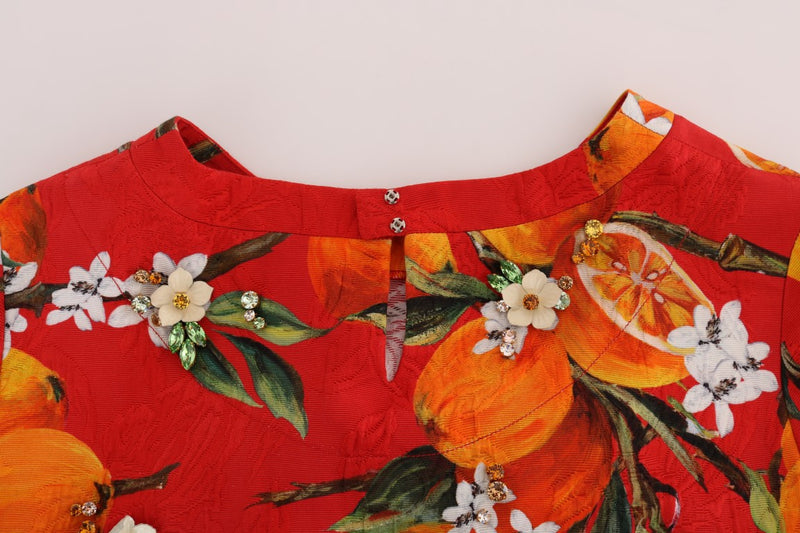 Chemisier Dolce &amp; Gabbana à imprimé orange et orné de cristaux