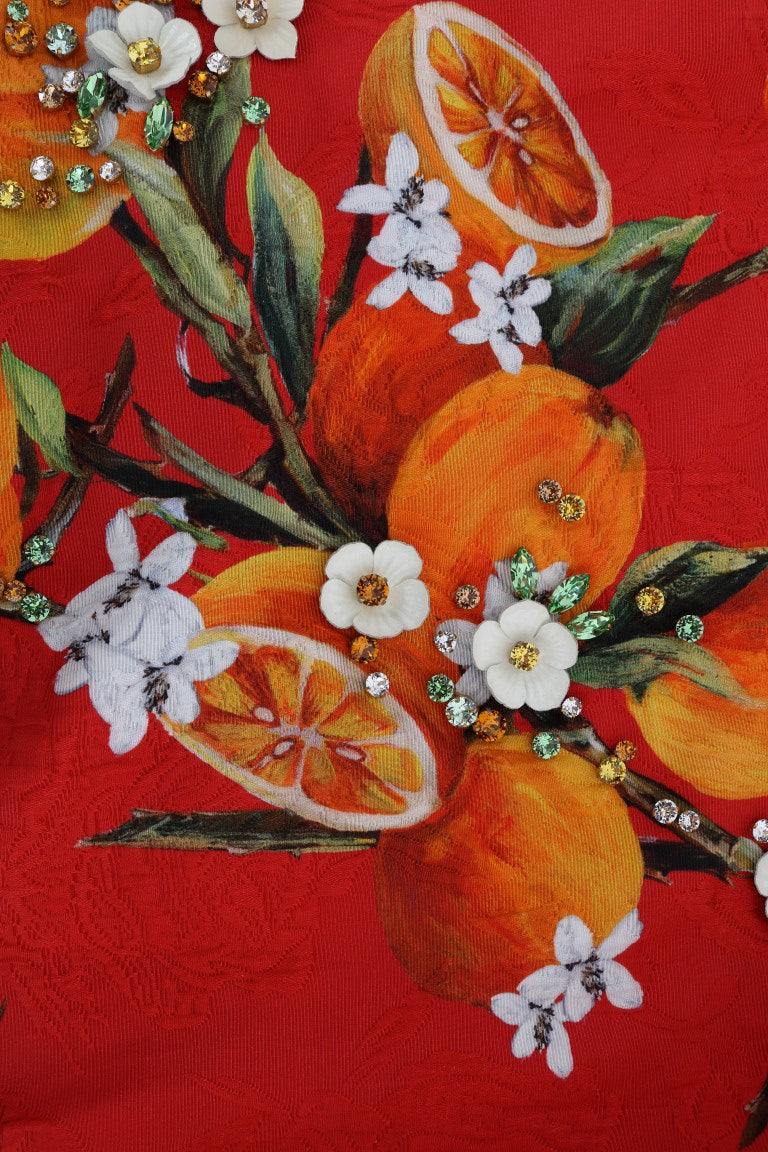 Chemisier Dolce &amp; Gabbana à imprimé orange et orné de cristaux