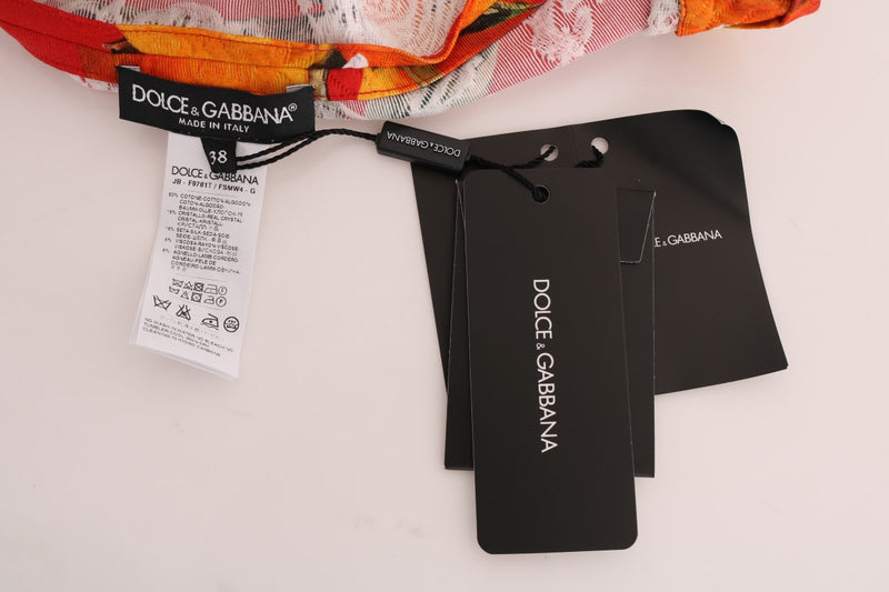 Chemisier Dolce &amp; Gabbana à imprimé orange et orné de cristaux