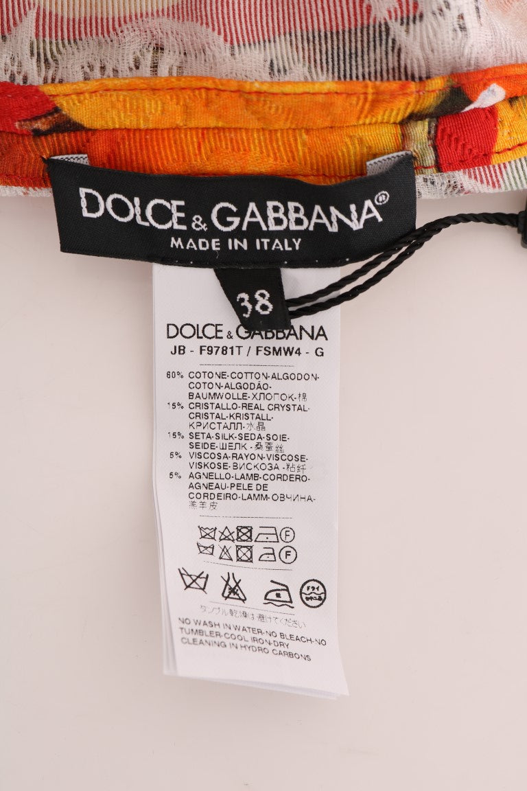 Chemisier Dolce &amp; Gabbana à imprimé orange et orné de cristaux