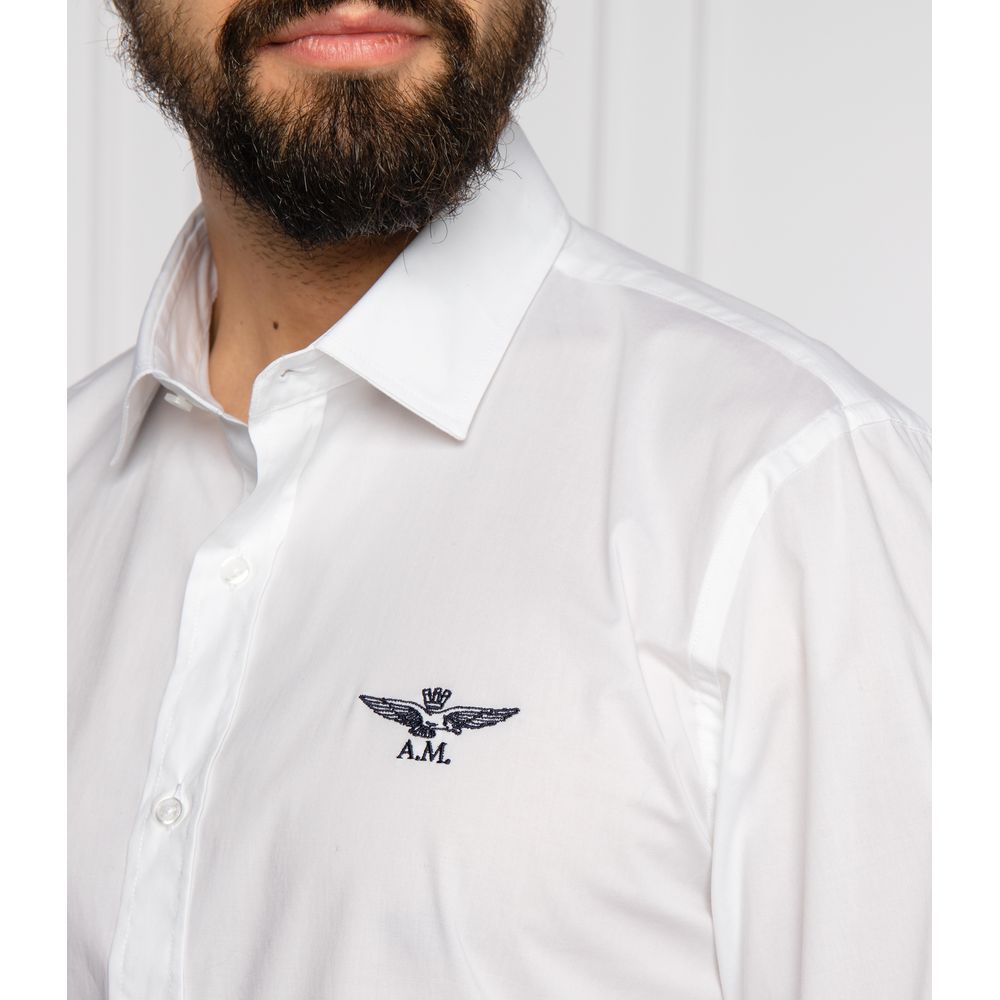 Chemise homme en coton blanc, coupe slim, Aeronautica Militare.