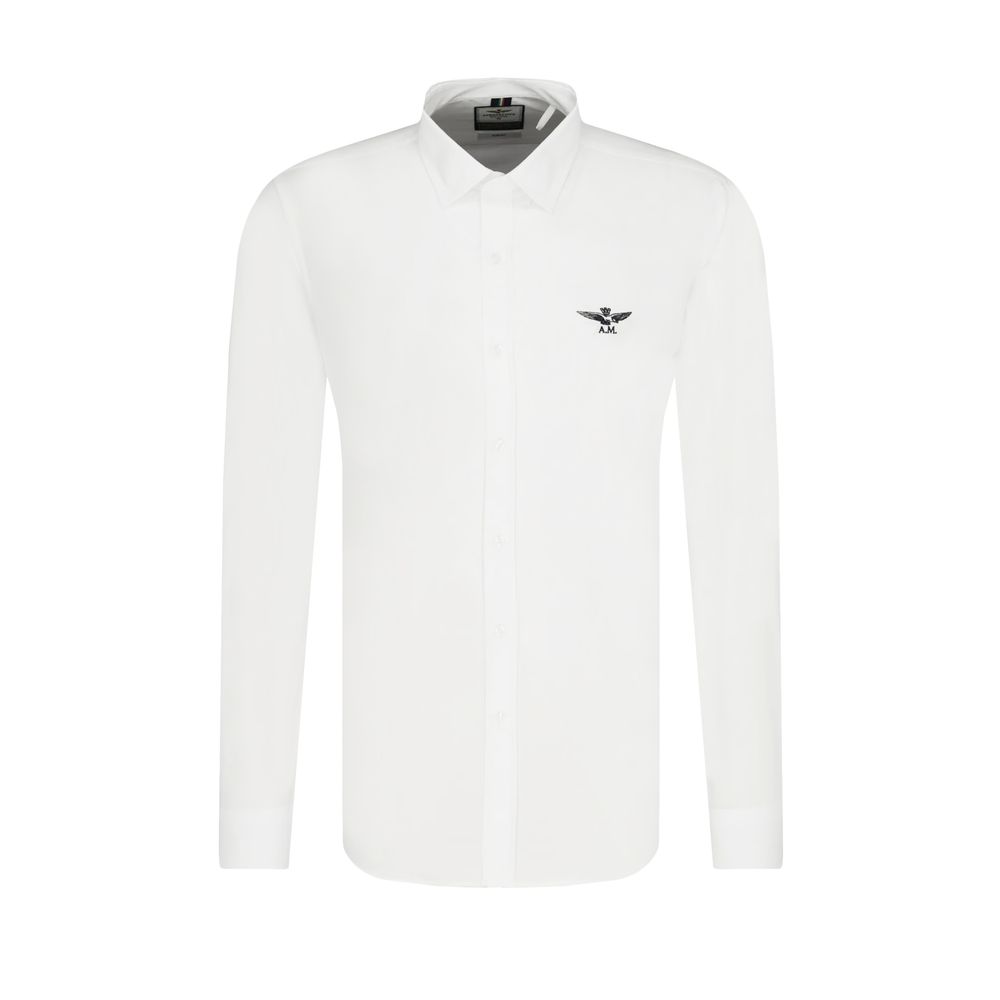 Chemise homme en coton blanc, coupe slim, Aeronautica Militare.