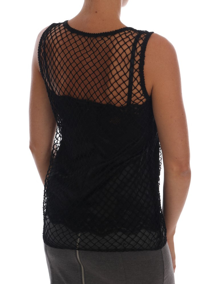 Haut Dolce &amp; Gabbana en dentelle florale et résille de soie noire