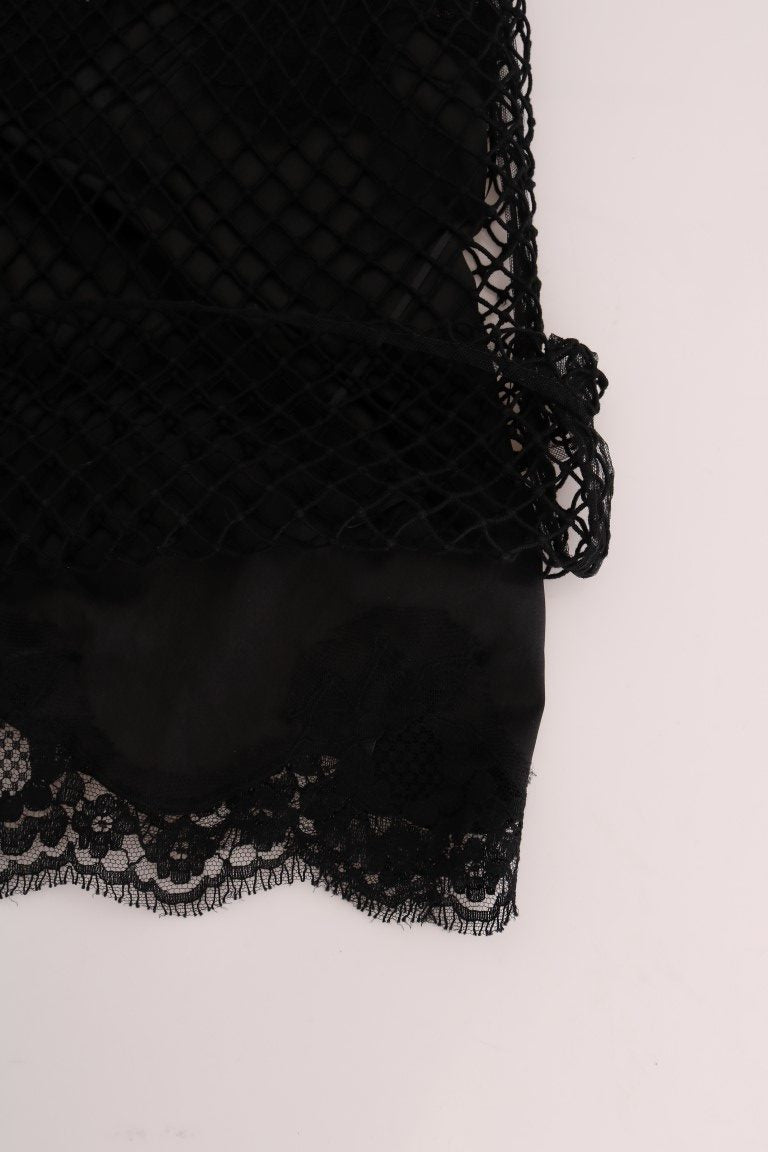 Haut Dolce &amp; Gabbana en dentelle florale et résille de soie noire