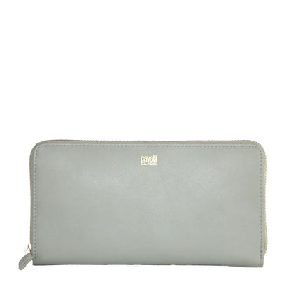 Portefeuille Cavalli Class en cuir de veau gris pour femme