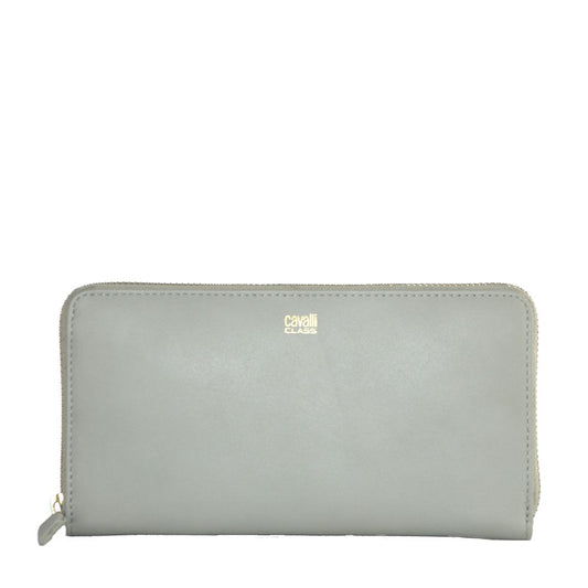 Portefeuille Cavalli Class en cuir de veau gris pour femme