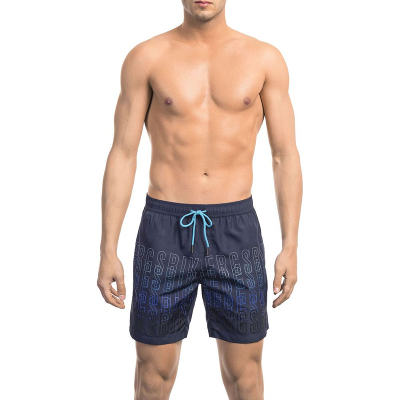 Bikkembergs Blue Polyester Men Swim Shorts with Degradé Print