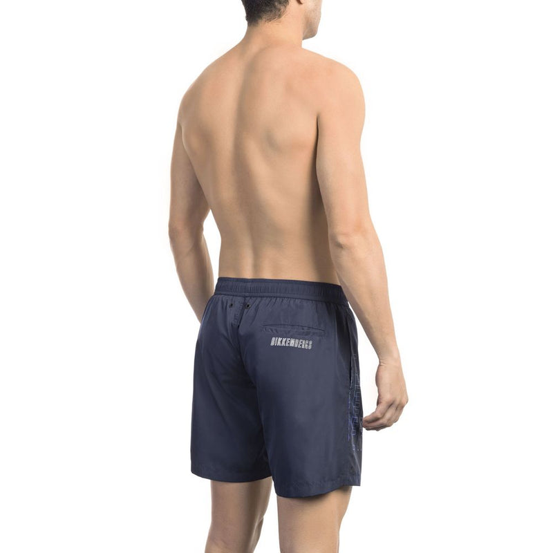 Bikkembergs Blue Polyester Men Swim Shorts with Degradé Print