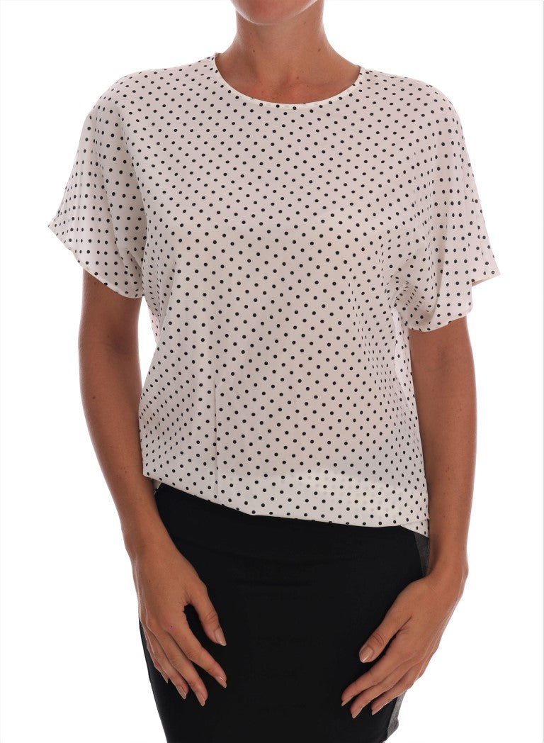 T-shirt Dolce &amp; Gabbana en soie blanche à pois