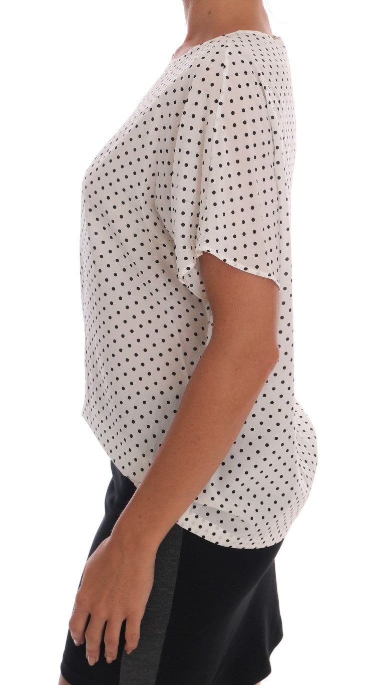 T-shirt Dolce &amp; Gabbana en soie blanche à pois