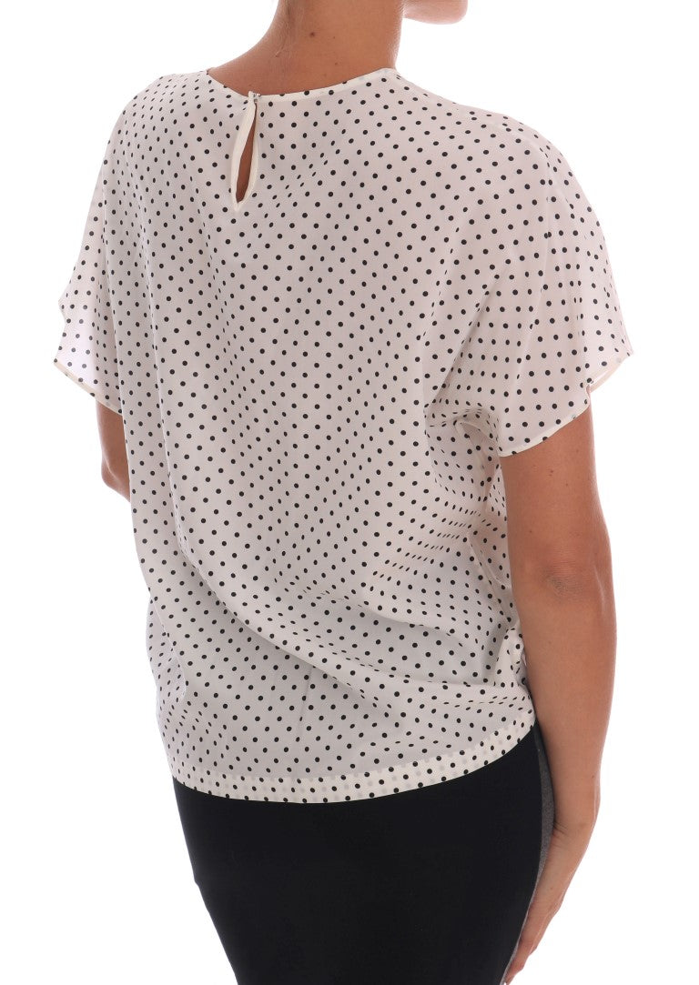 T-shirt Dolce &amp; Gabbana en soie blanche à pois
