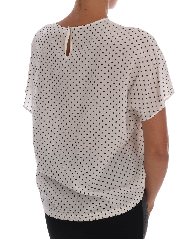 T-shirt Dolce &amp; Gabbana en soie blanche à pois