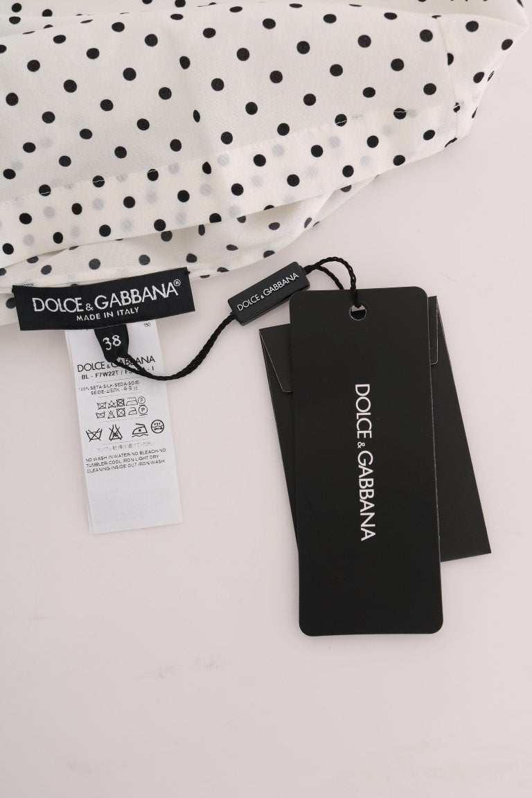 T-shirt Dolce &amp; Gabbana en soie blanche à pois