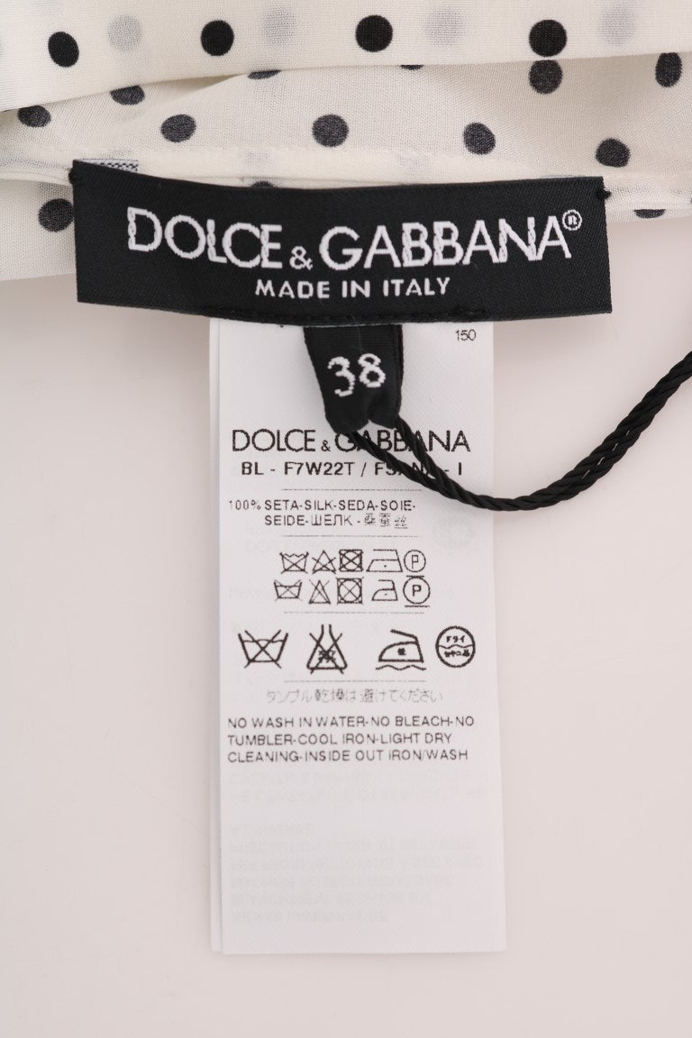 T-shirt Dolce &amp; Gabbana en soie blanche à pois