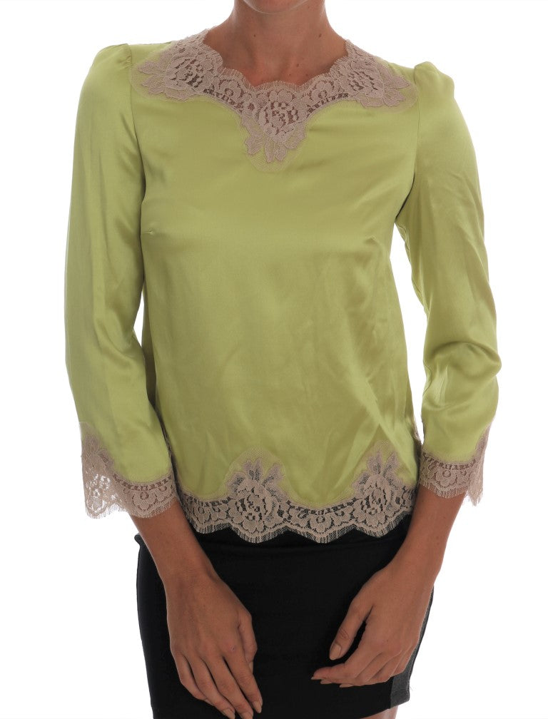 Chemisier Dolce &amp; Gabbana vert en soie stretch