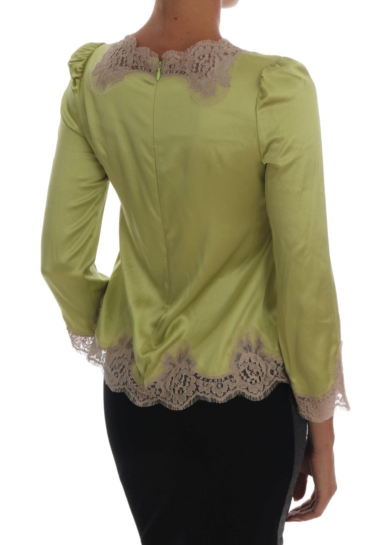 Chemisier Dolce &amp; Gabbana vert en soie stretch