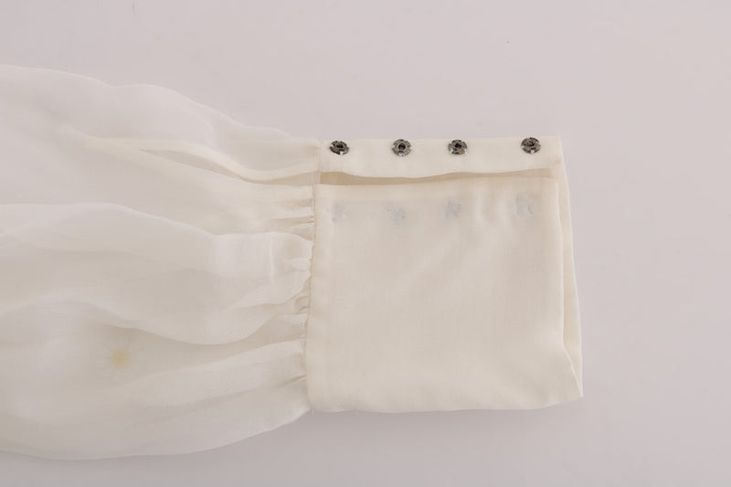 Chemise en soie Dolce &amp; Gabbana blanche à appliqué marguerite