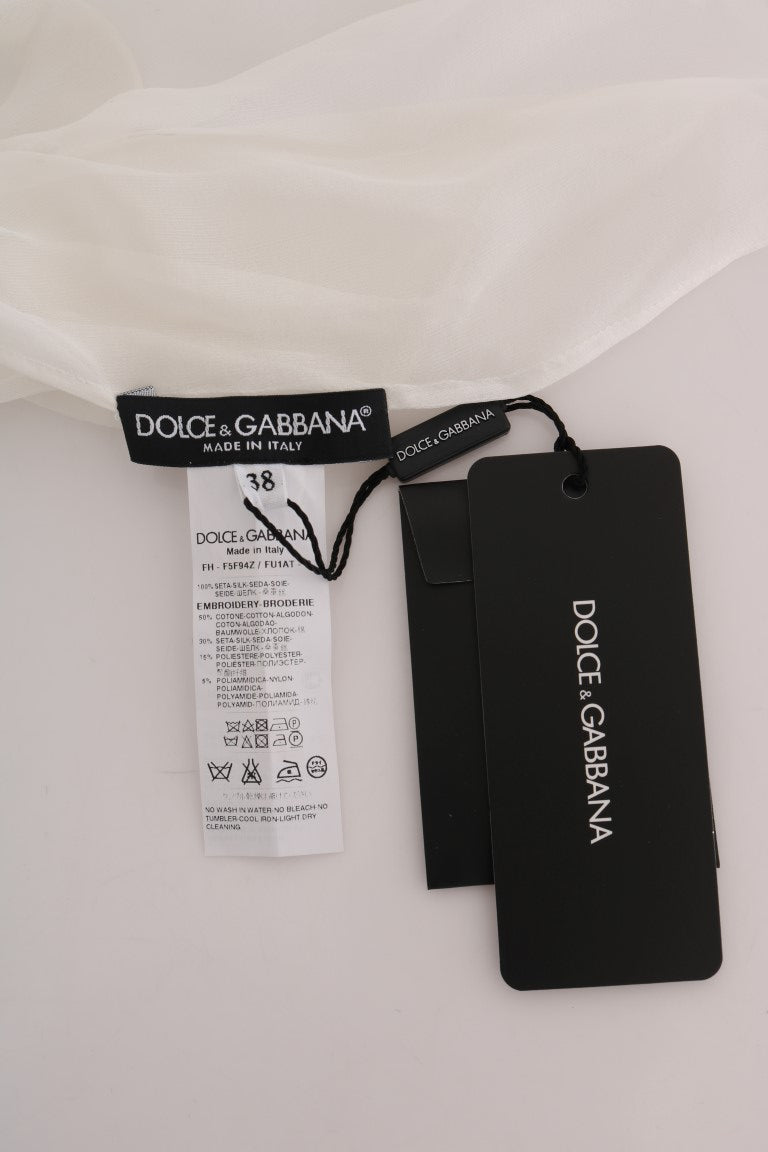 Chemise en soie Dolce &amp; Gabbana blanche à appliqué marguerite