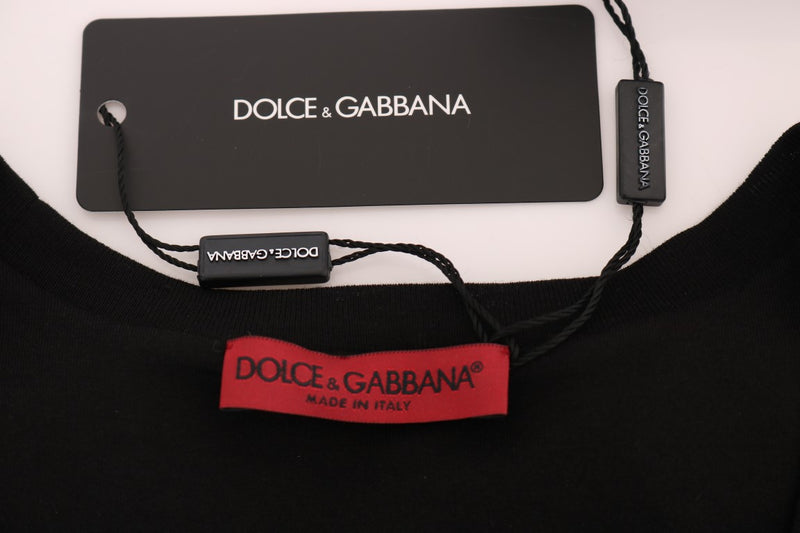 Débardeur Dolce &amp; Gabbana en coton noir à fleurs et cristaux