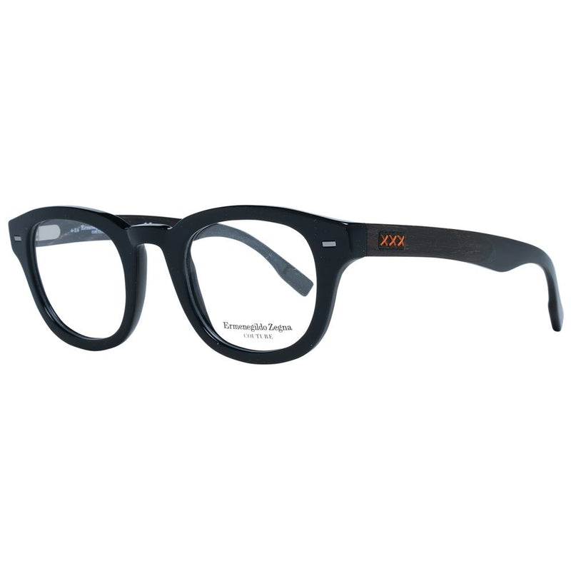 Ermenegildo Zegna Black Plastic Round Glasses (Frames)