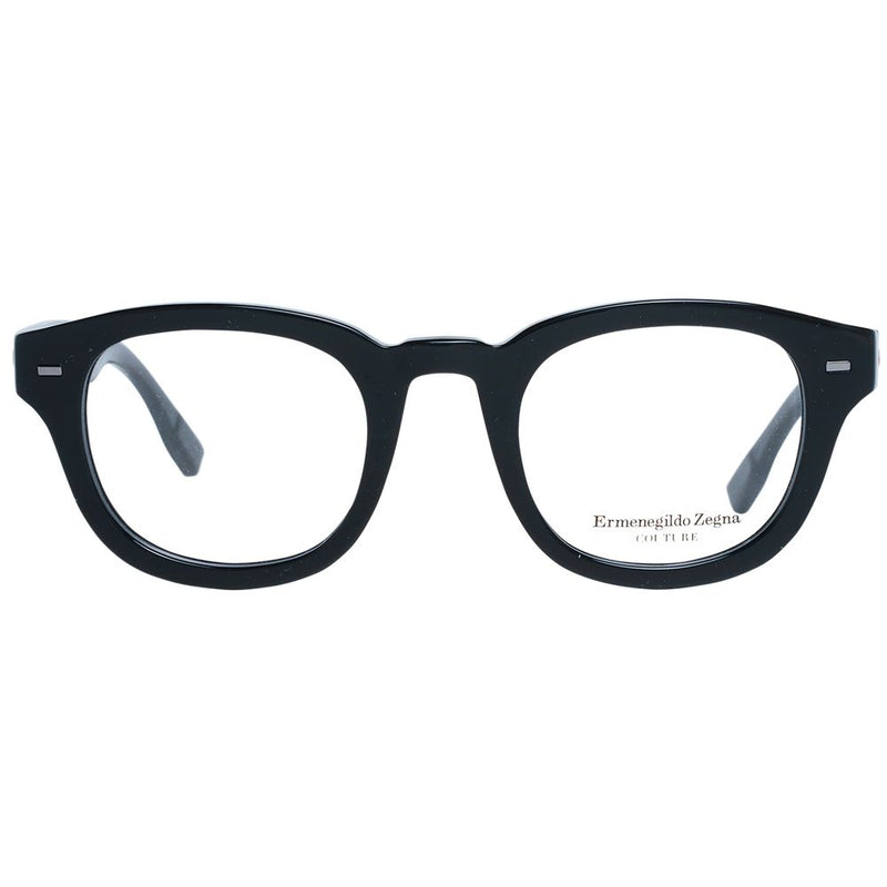 Ermenegildo Zegna Black Plastic Round Glasses (Frames)