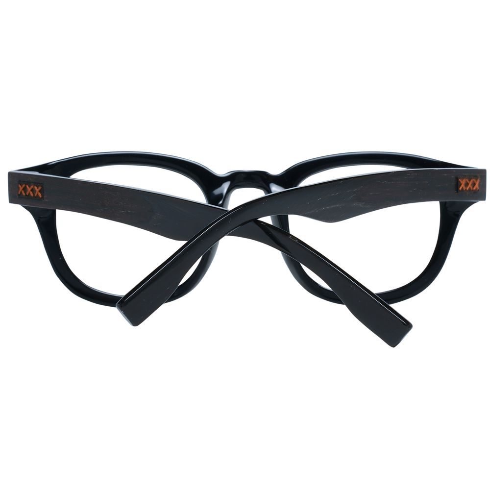 Ermenegildo Zegna Black Plastic Round Glasses (Frames)