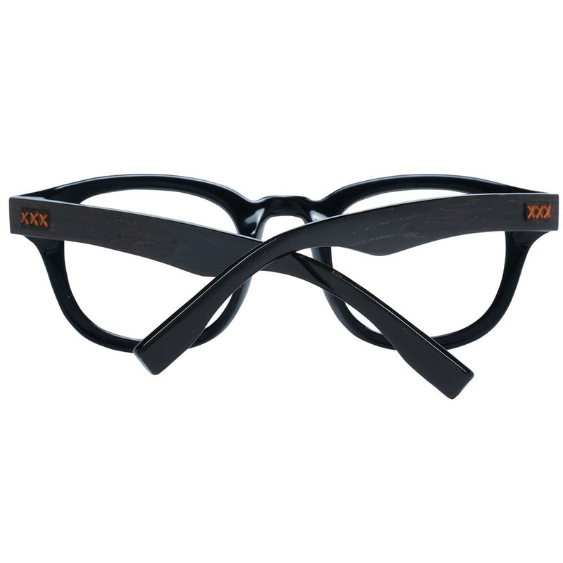 Ermenegildo Zegna Black Plastic Round Glasses (Frames)