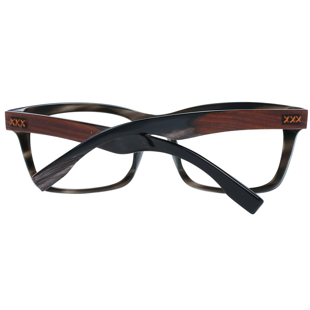 Ermenegildo Zegna Grijze Acetaat, Hout & Hoorn Bril (Montuur)