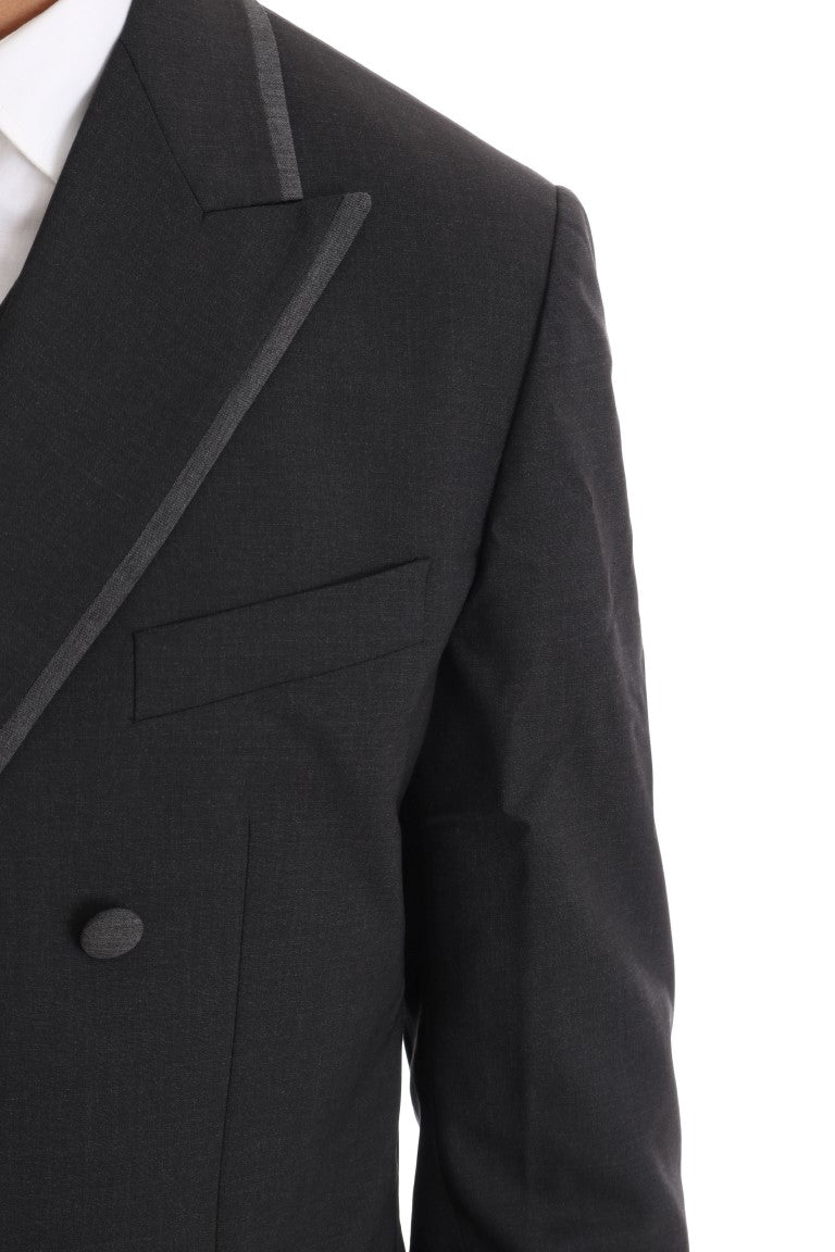 Costume trois pièces Dolce &amp; Gabbana en laine stretch grise, deux boutons