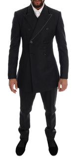 Costume trois pièces croisé en laine grise Dolce &amp; Gabbana