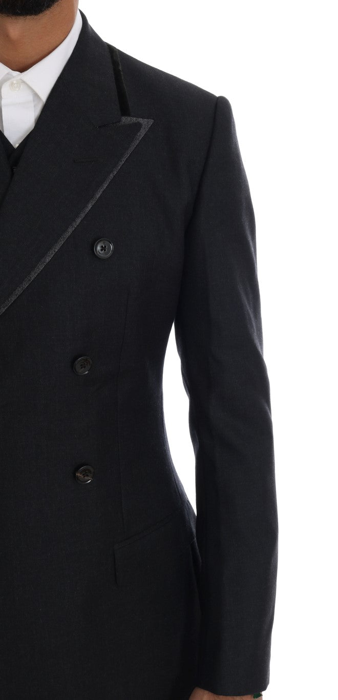 Dolce &amp; Gabbana grijs wollen dubbelrijs driedelig pak