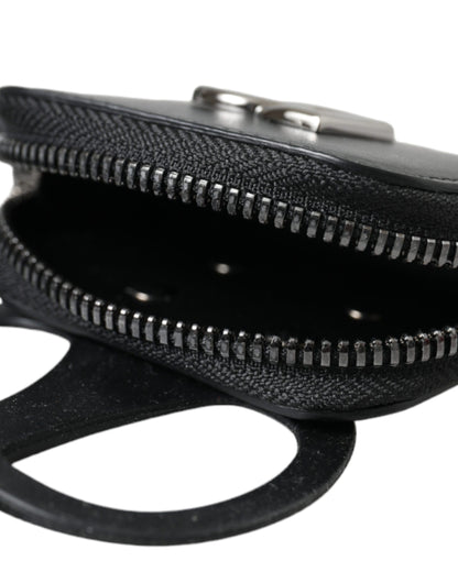 Dolce & Gabbana zwarte kalfsleren DG-logo portemonnee met lanyard