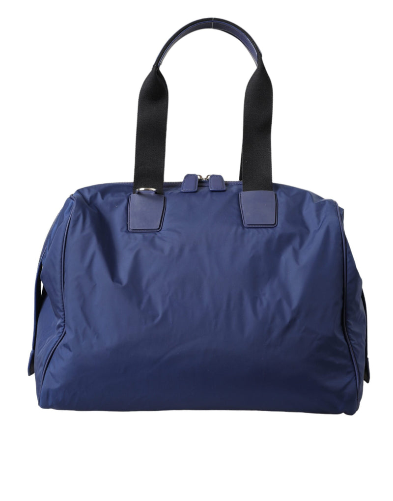 Sac de voyage à bandoulière Dolce & Gabbana en nylon bleu et cuir de veau