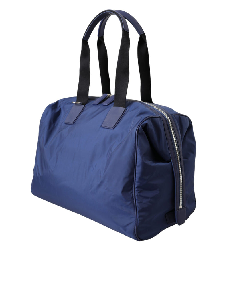 Sac de voyage à bandoulière Dolce & Gabbana en nylon bleu et cuir de veau