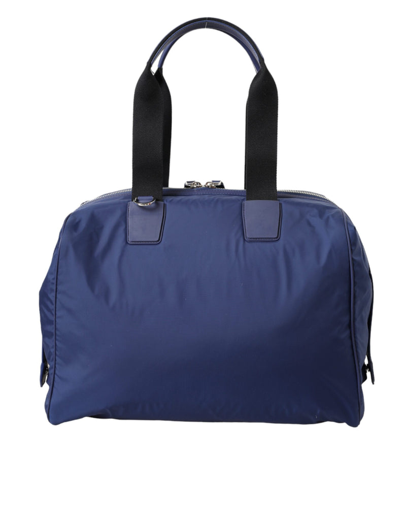 Sac de voyage à bandoulière Dolce & Gabbana en nylon bleu et cuir de veau