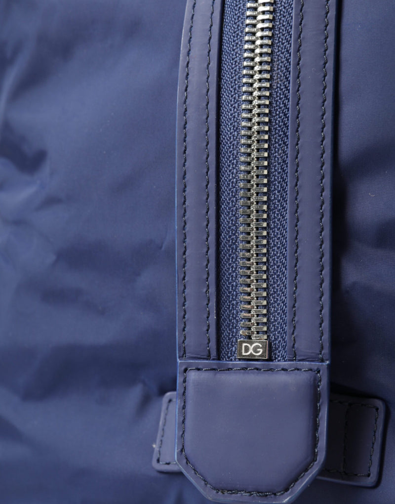 Sac de voyage à bandoulière Dolce & Gabbana en nylon bleu et cuir de veau