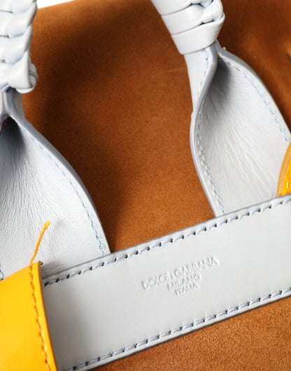Sac à dos Dolce & Gabbana en cuir suédé marron et jaune avec logo