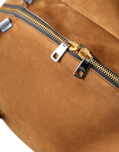 Sac à dos Dolce & Gabbana en cuir suédé marron et jaune avec logo