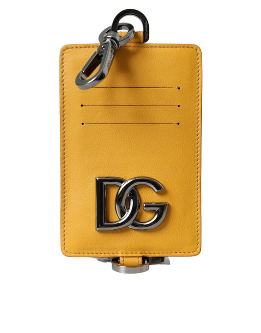 Dolce & Gabbana Oranje Kalfsleren Creditcardhouder Clip-On Portemonnee