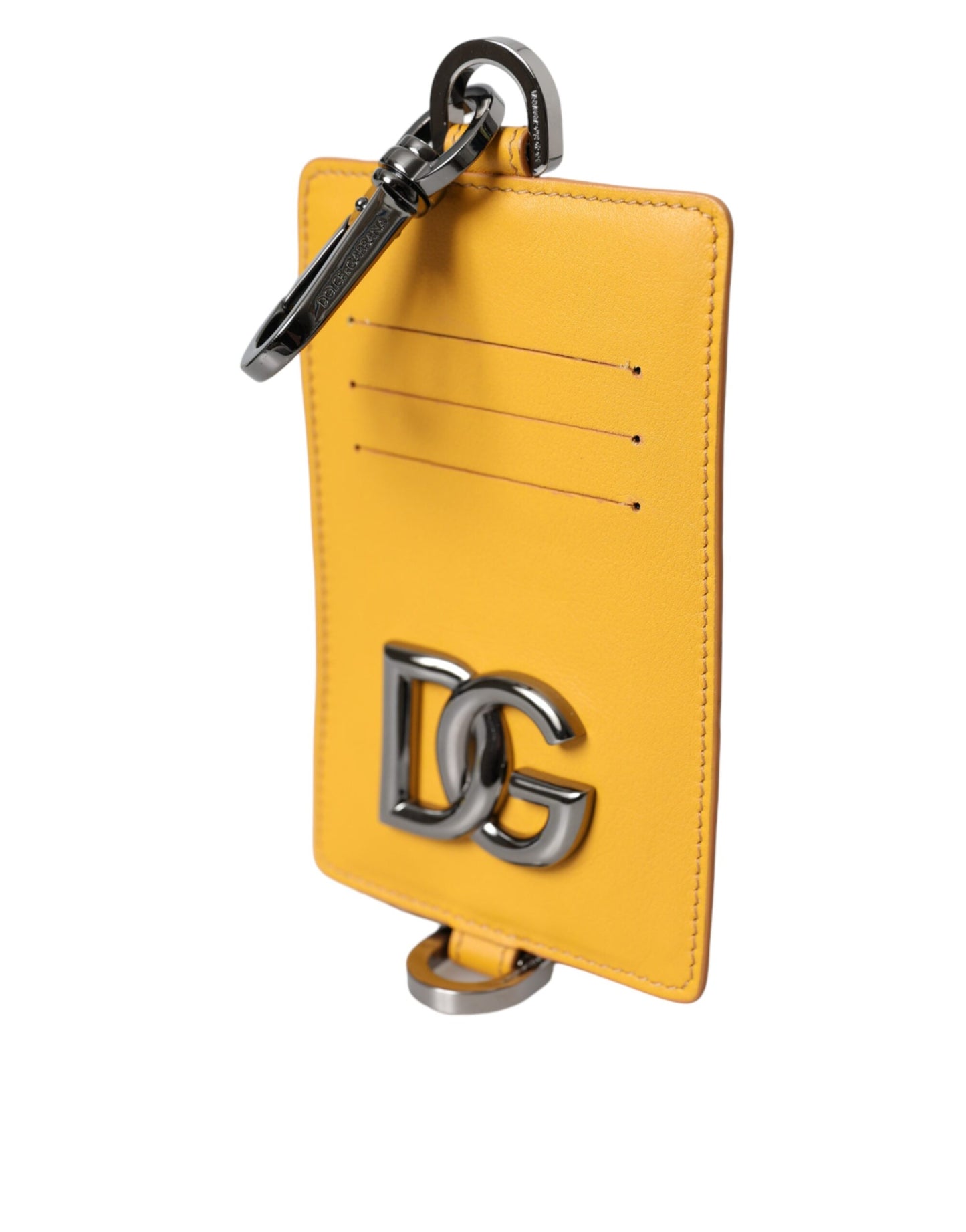 Dolce & Gabbana Oranje Kalfsleren Creditcardhouder Clip-On Portemonnee