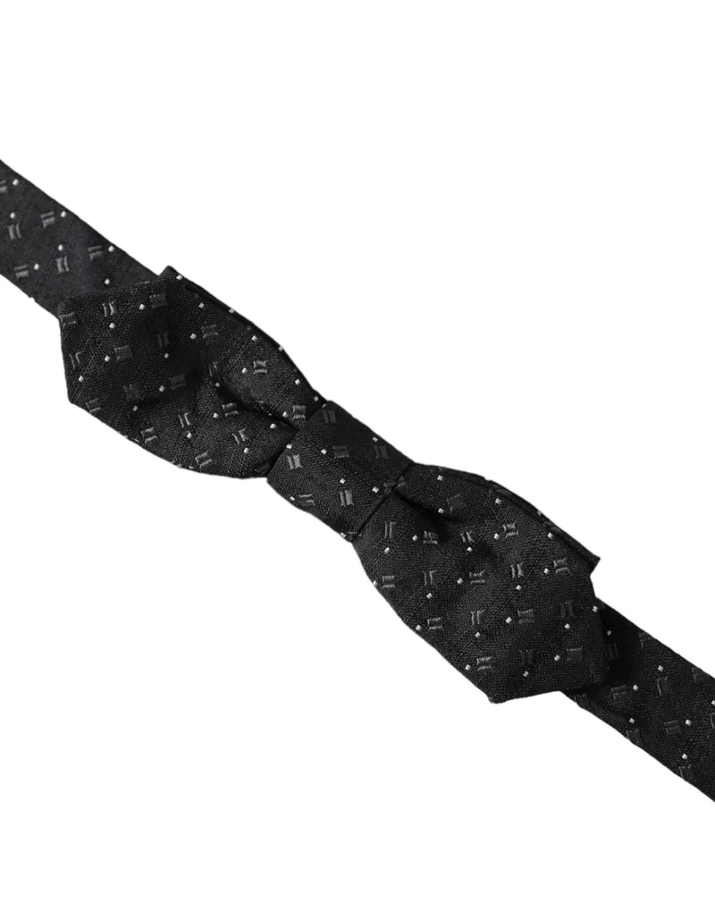 Nœud papillon ajustable en soie noire à motifs Dolce &amp; Gabbana pour homme