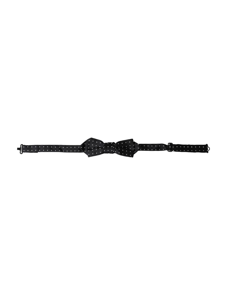 Nœud papillon ajustable en soie noire à pois Dolce &amp; Gabbana pour homme