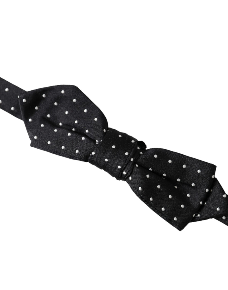 Nœud papillon ajustable en soie noire à pois Dolce &amp; Gabbana pour homme